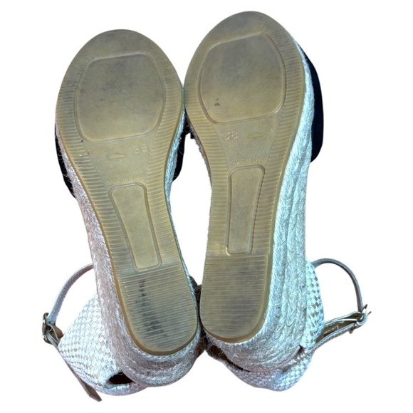 GAIMO 100% Suede Leather Upper Low 2” Wedge Espadrilles Gold Leather Strap Sz 8 - Picture 9 of 11